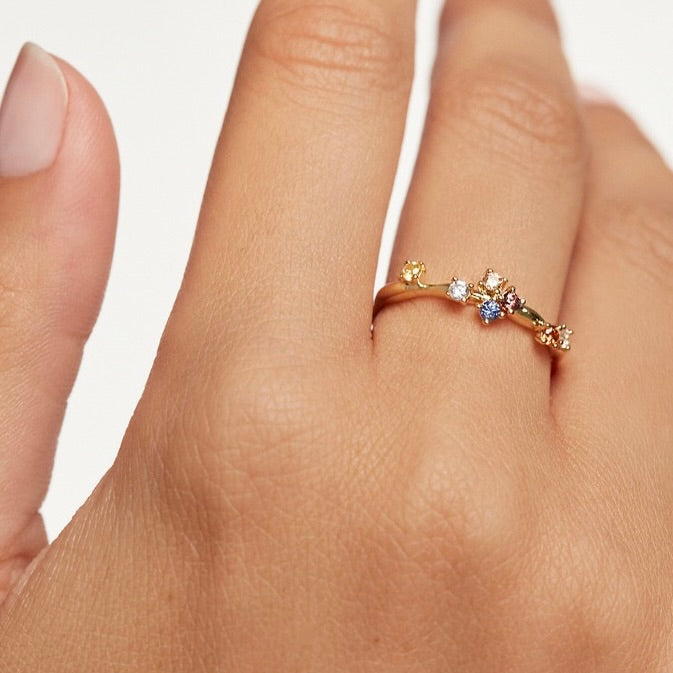 18k Gold Plated Flowering Crystal Ring