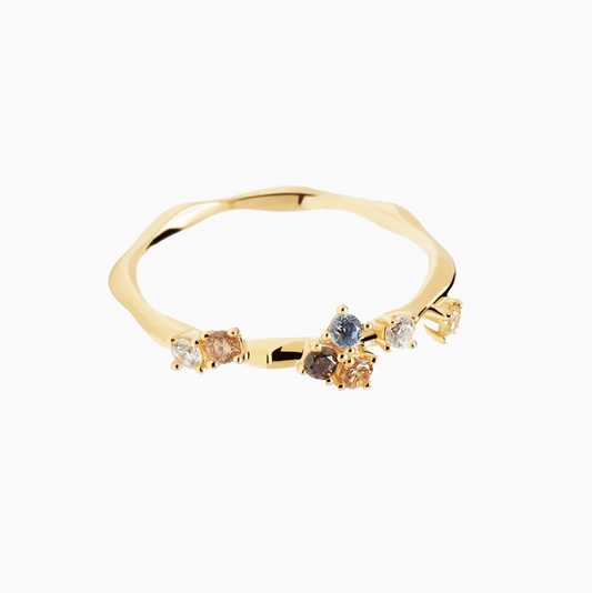 18k Gold Plated Flowering Crystal Ring