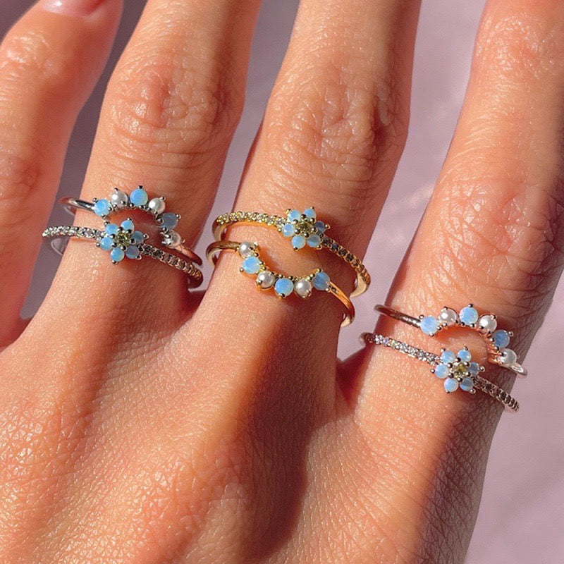 Blue Blossom Stack Ring