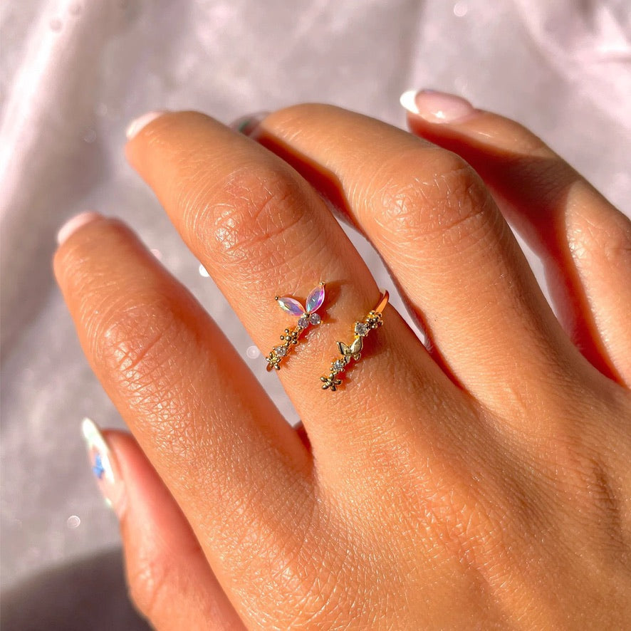 Crystal Golden Butterfly 18k Gold-plated Ring