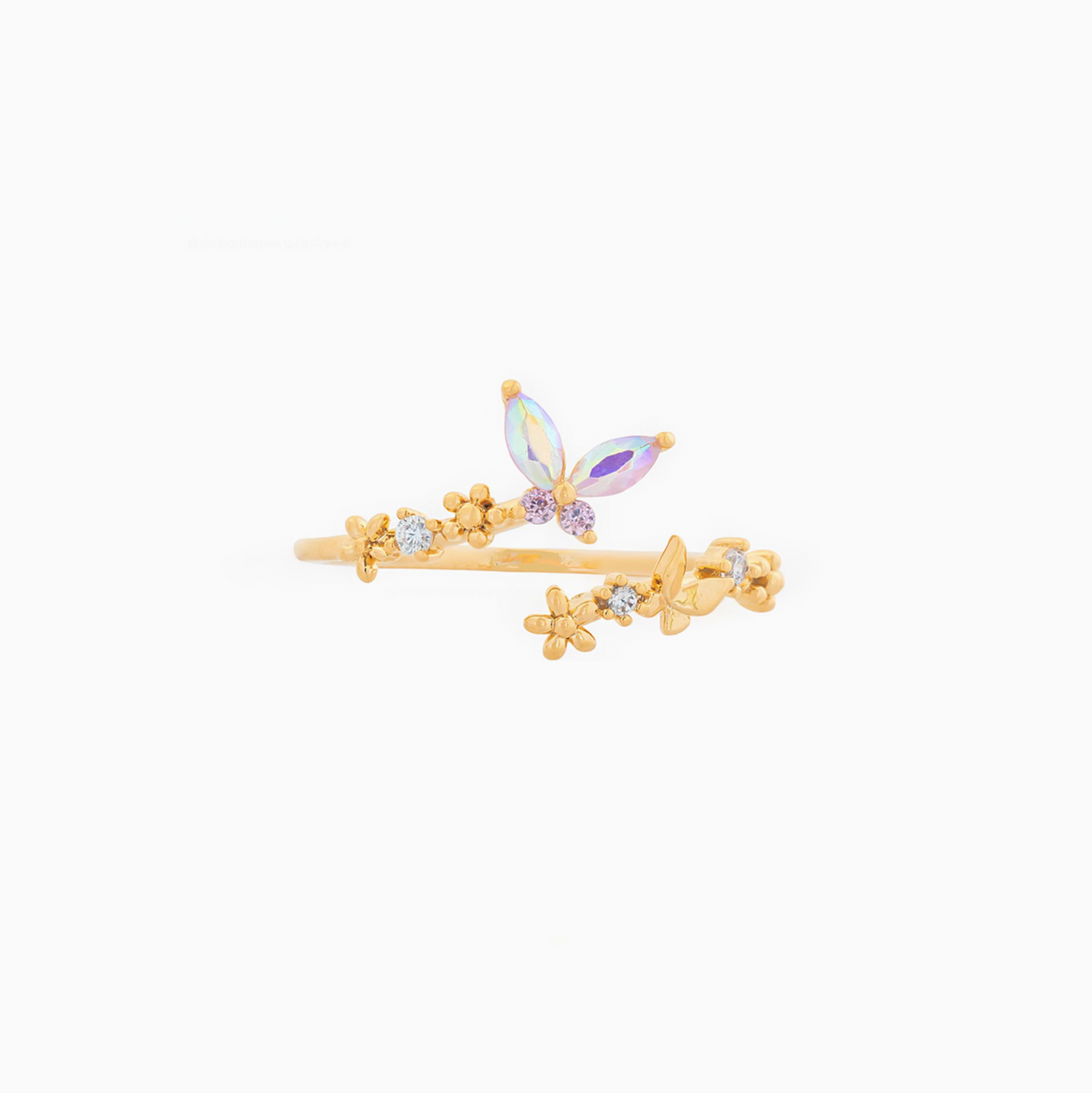 Crystal Golden Butterfly 18k Gold-plated Ring
