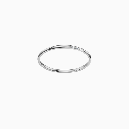 3 Stones Thin Silver Stack Ring