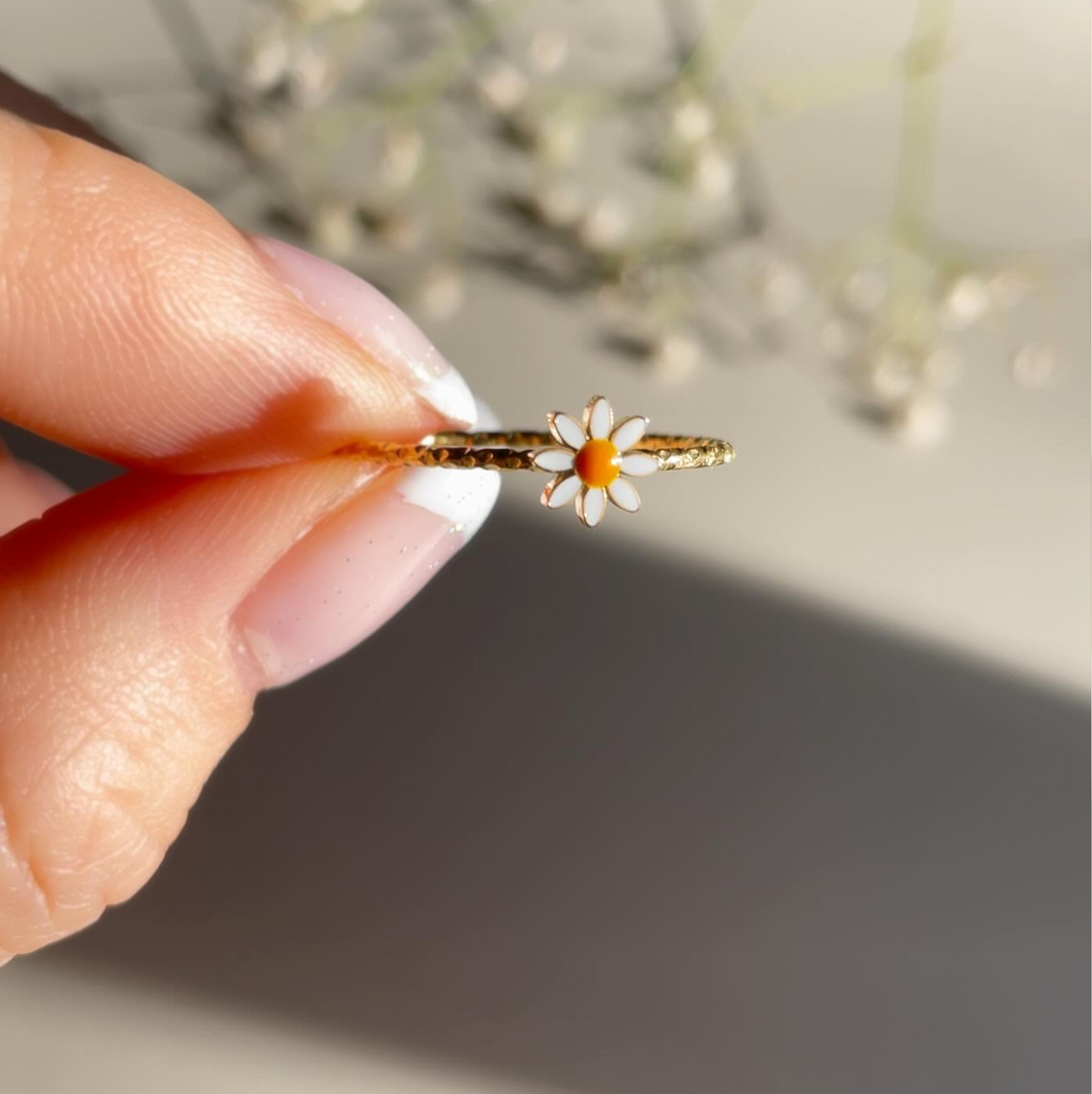 Delicate Daisy Gold Stack Ring