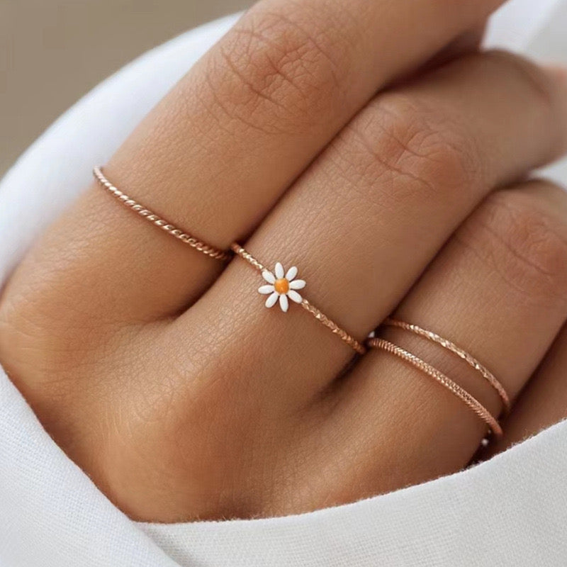 Delicate Daisy Gold Stack Ring