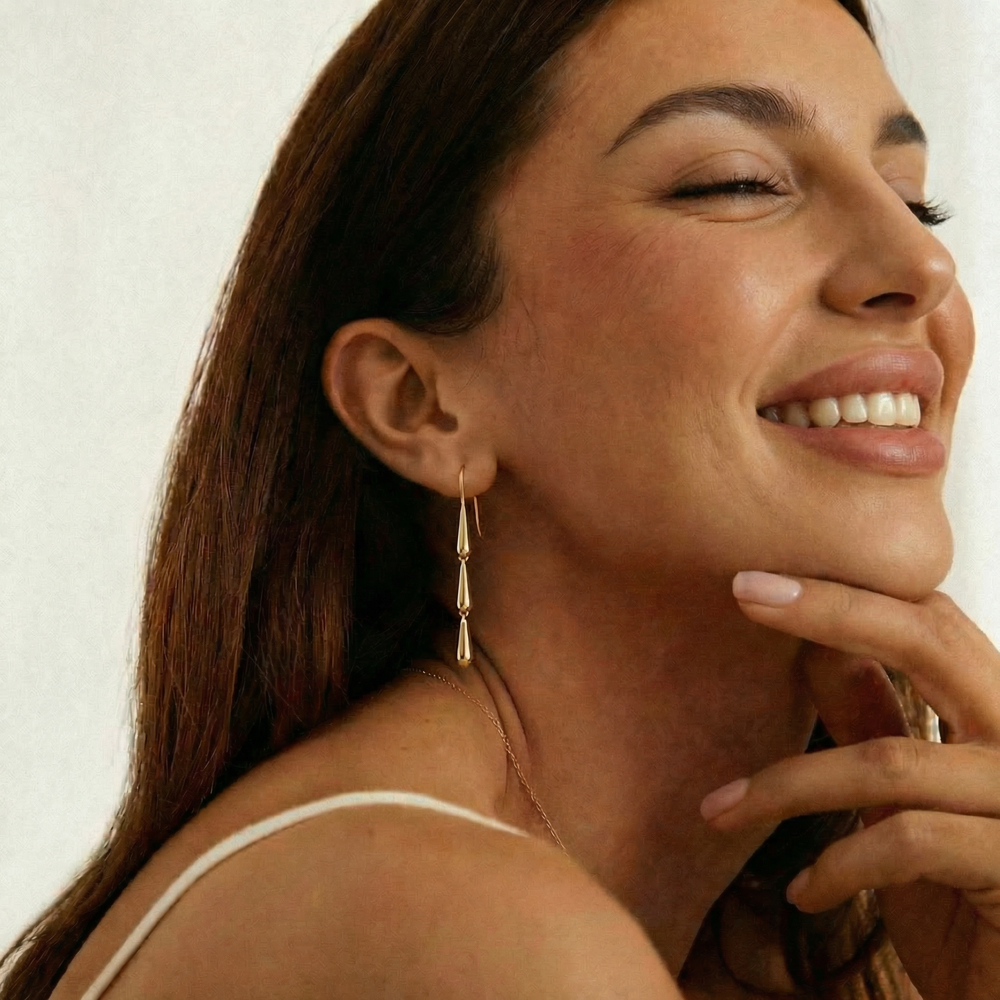 Golden Raindrop Dangle Earrings