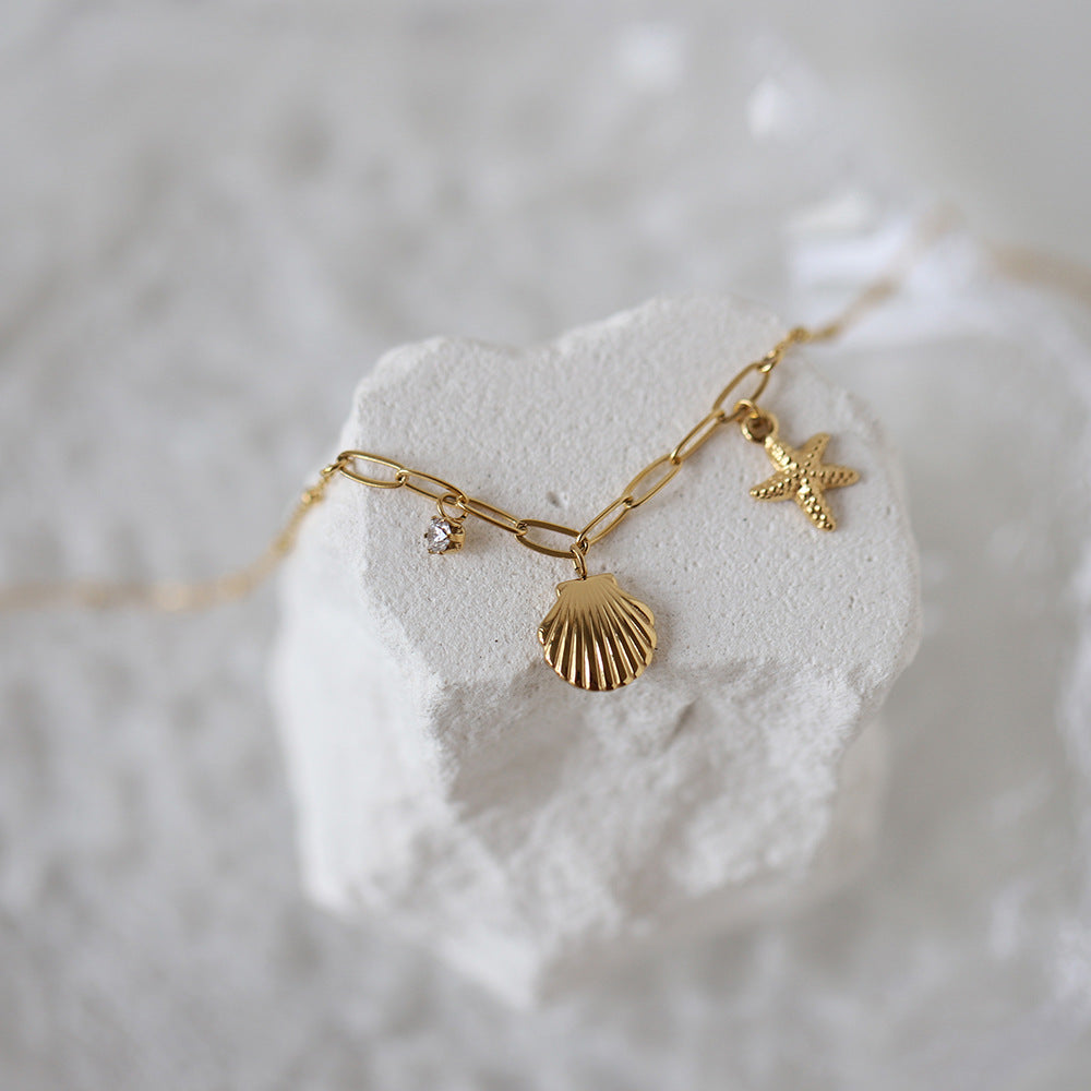 Dainty Gold Ocean Pendant Necklace