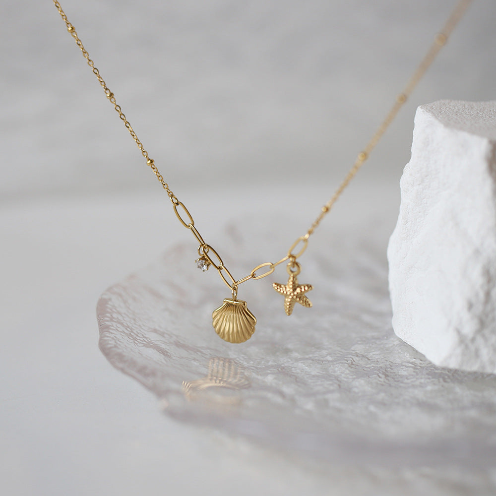 Dainty Gold Ocean Pendant Necklace