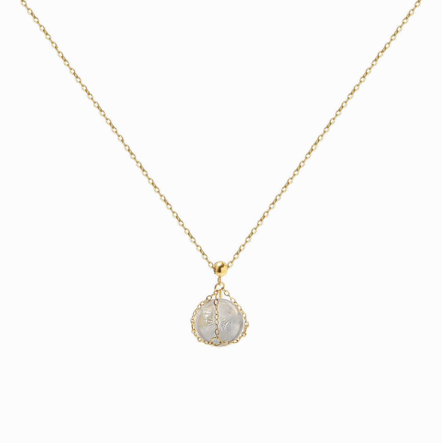 18k Crystal Ball Pendant Necklace