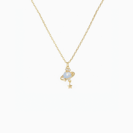 Coquette Gold Blue Planet Pendant Necklace