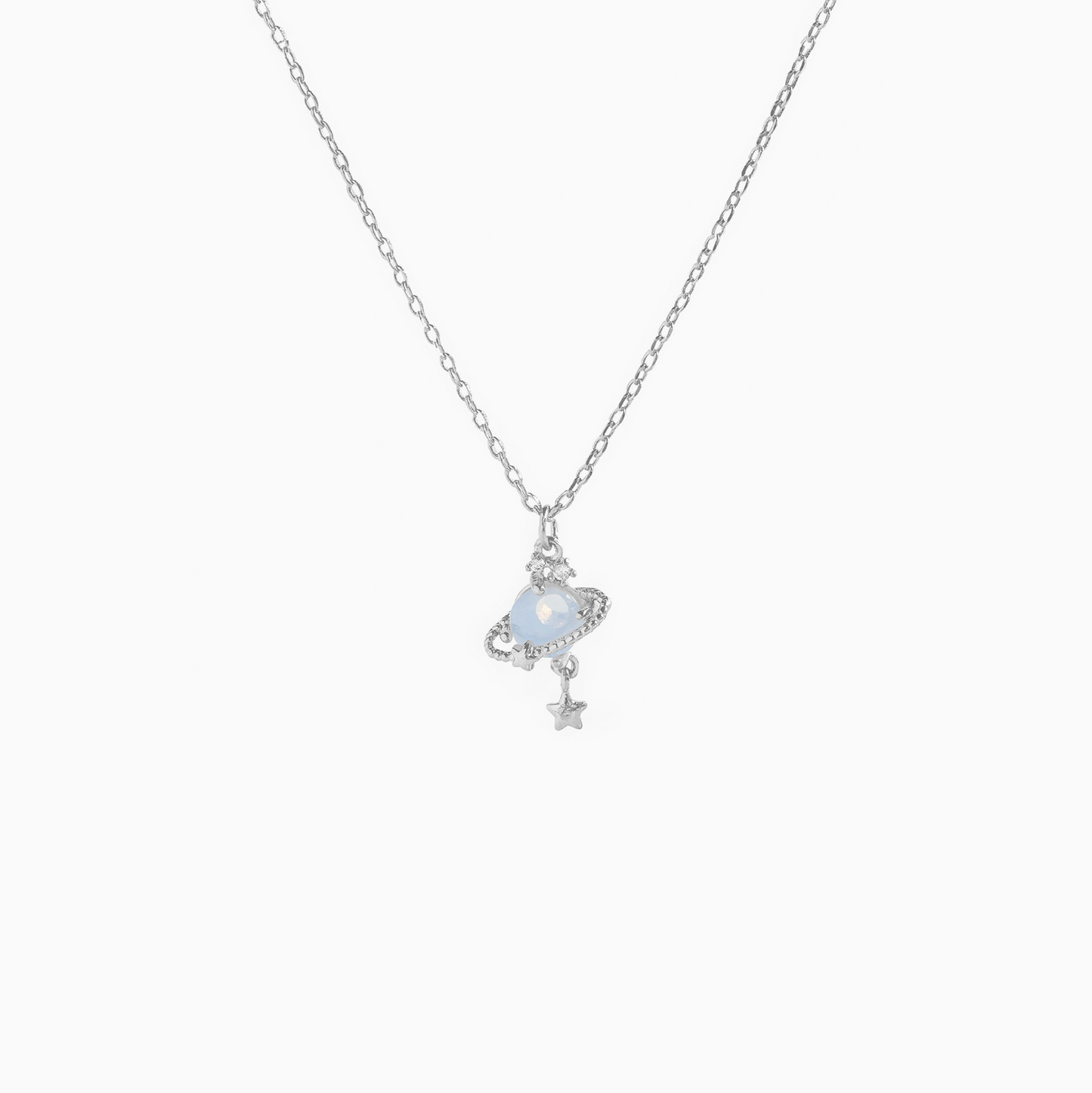 Coquette Silver Blue Planet Pendant Necklace