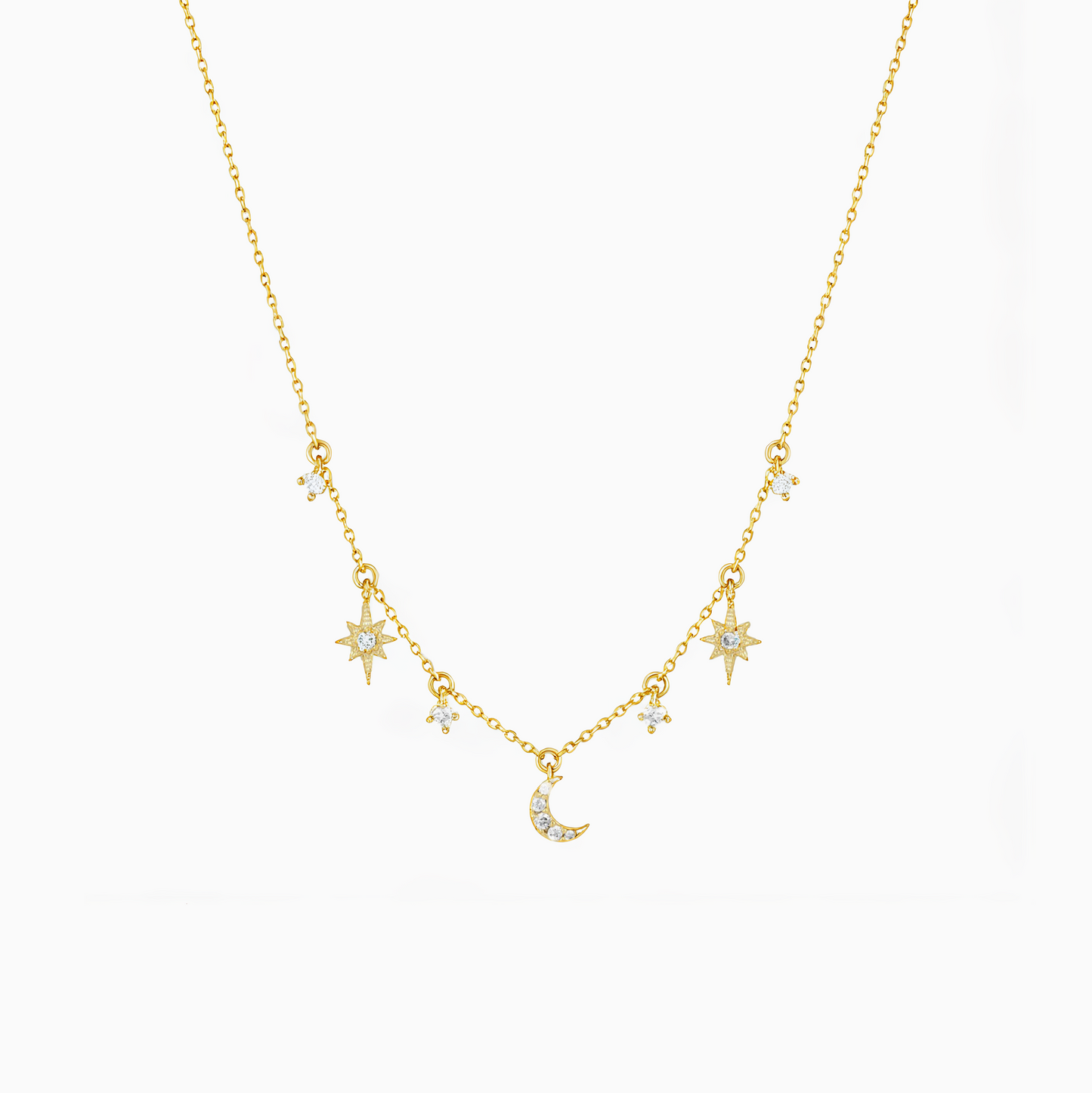 18k Moon Star Gold Stack Necklace