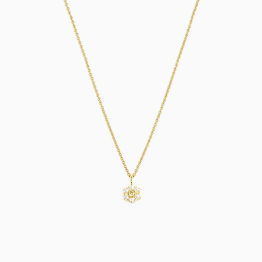 18k Dainty Daisy Pendant Stack Necklace