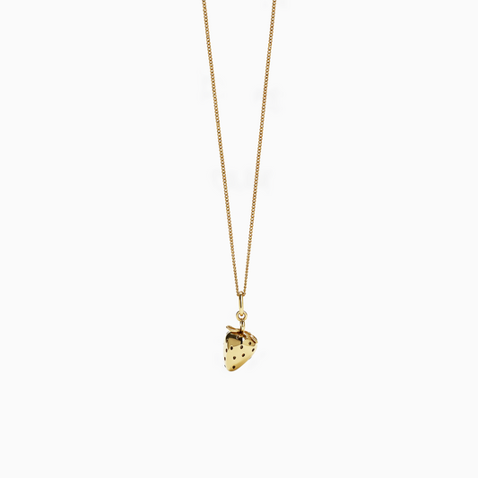 18k Coquette Strawberry Pendant Necklace