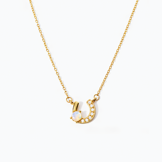 Lucky Horseshoe Necklace with Moonstone