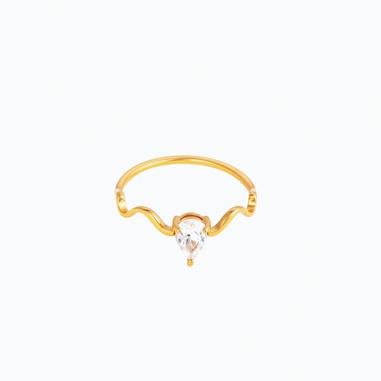 Waterdrop Zirconia Thin Wave Stacker Ring