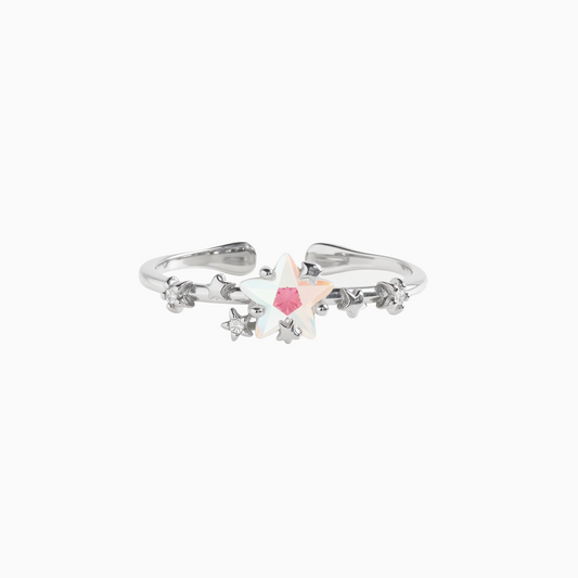 Silver Coquette Five Star Zirconia Adjustable Stack Ring