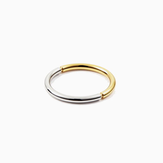 18k Gold Mix Silver Thin Stack Ring