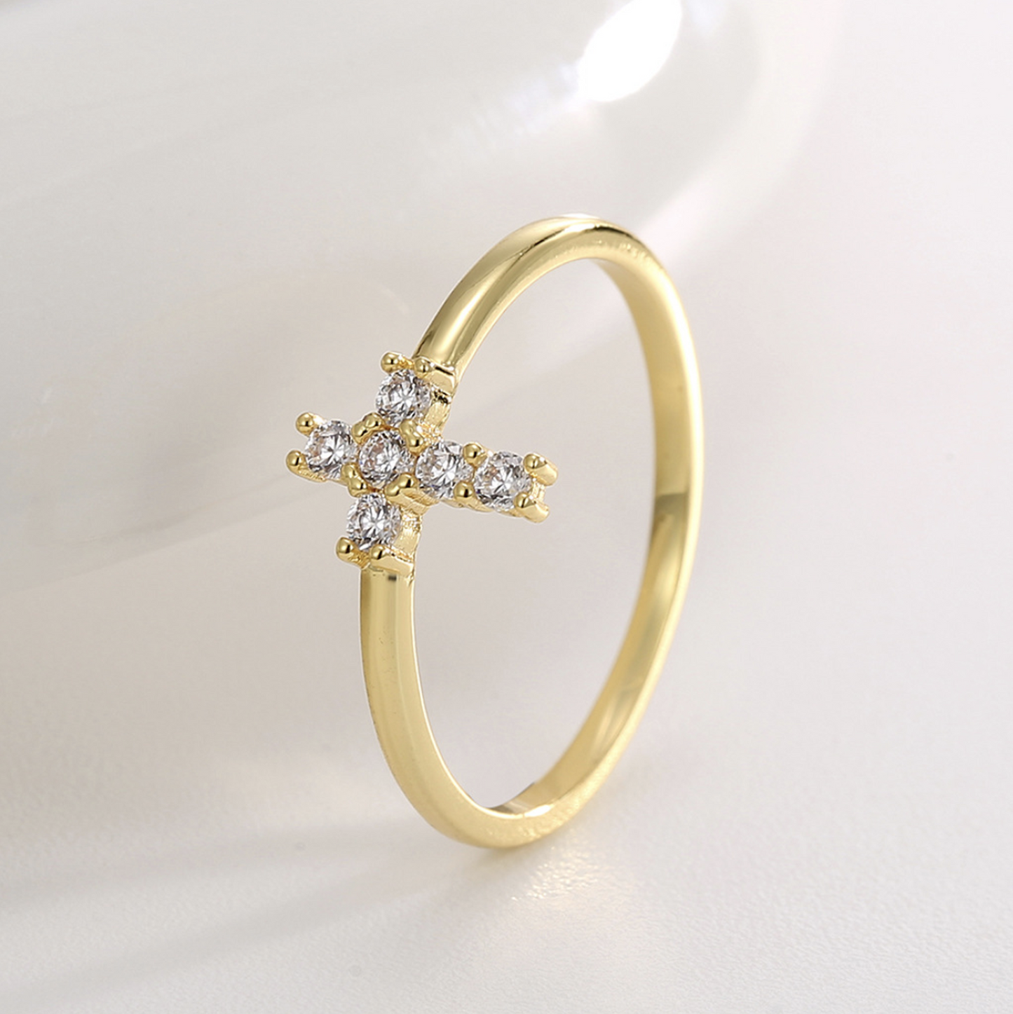 Dainty Zirconia Cross Ring