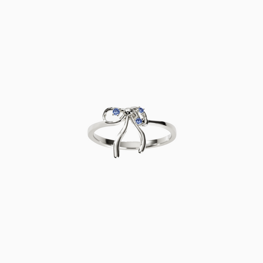 Coquette Silver Bow Knot Ring