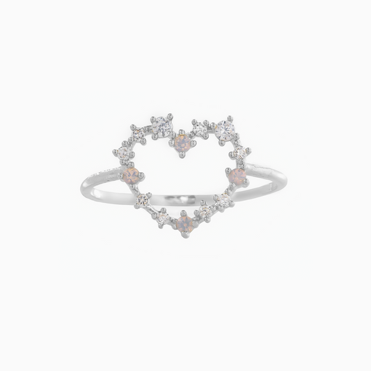 Silver Coquette Heart Statement Ring