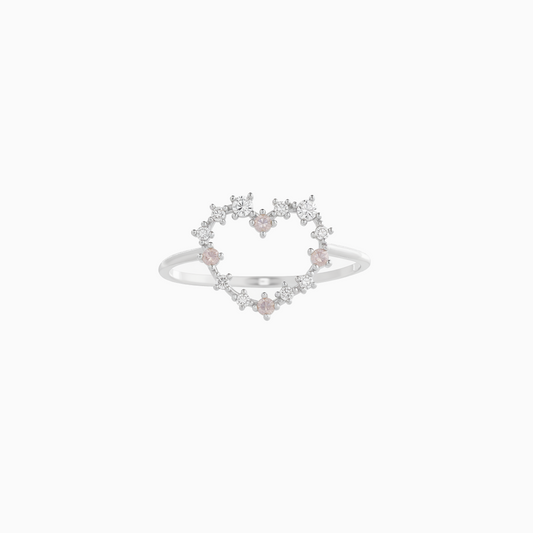 Silver Coquette Heart Statement Ring