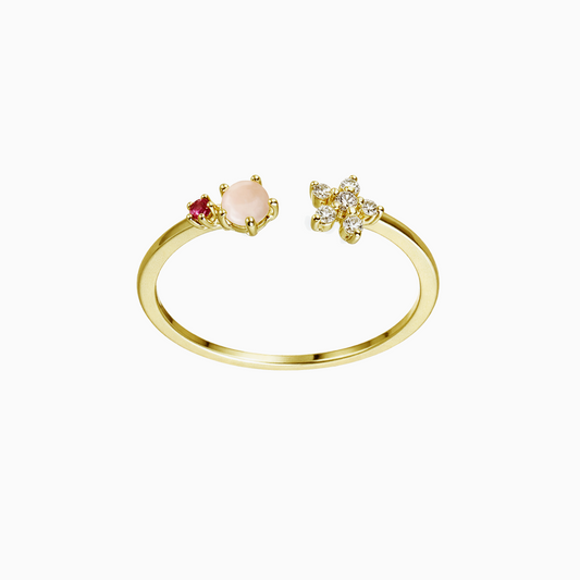 Pink Starlet Blossom Adjustable Ring