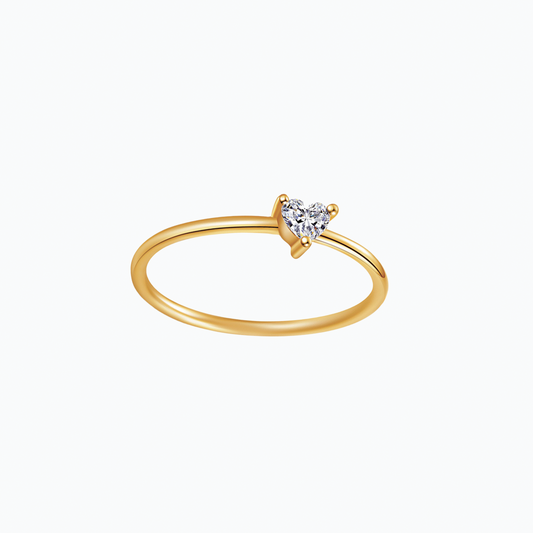 Minimalist Heart Solitaire Ring