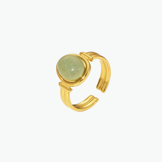Gold Jade Statement Adjustable Ring
