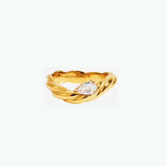 Twisted Gold Solitaire Ring