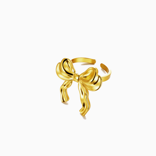 Golden Ribbon Bow Ring