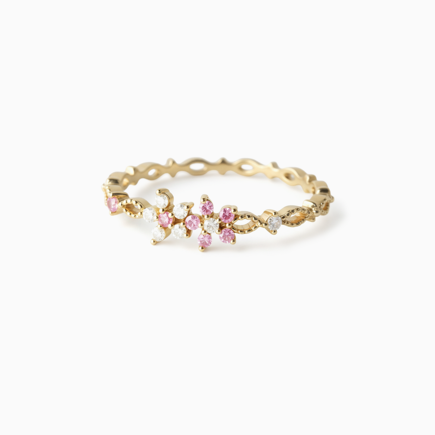 Coquette Crystal Floral Gold Ring