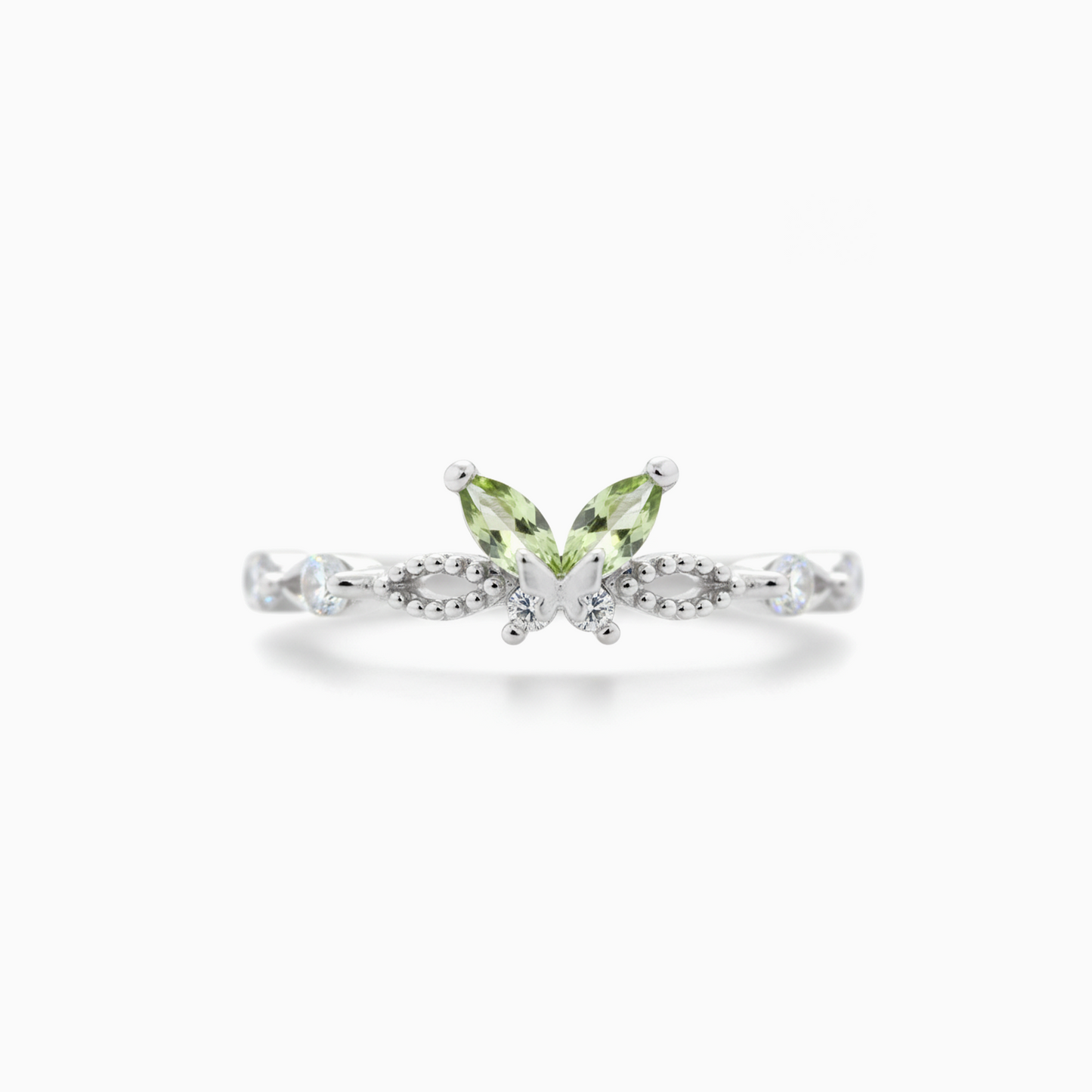 Dainty Green Marquise Stones Butterfly  Ring