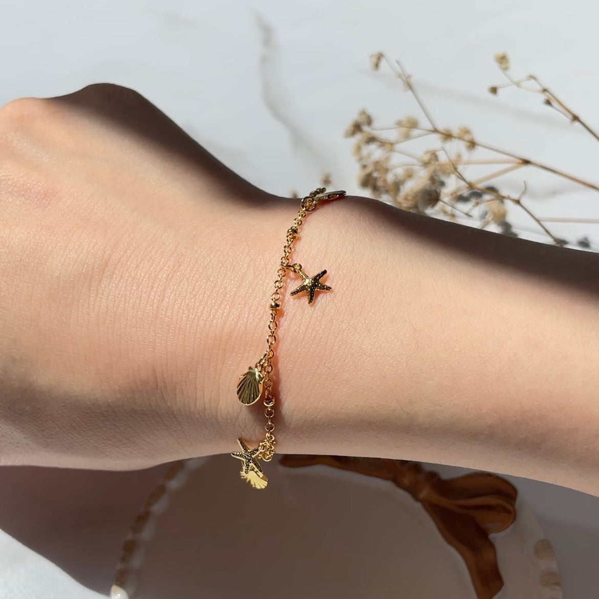 Yellow Gold Ocean Station Bracelet/Ankle