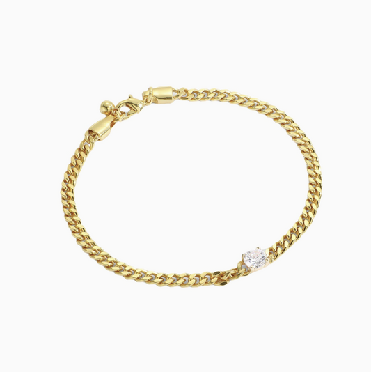 Gold Statement Square Zirconia Bracelet