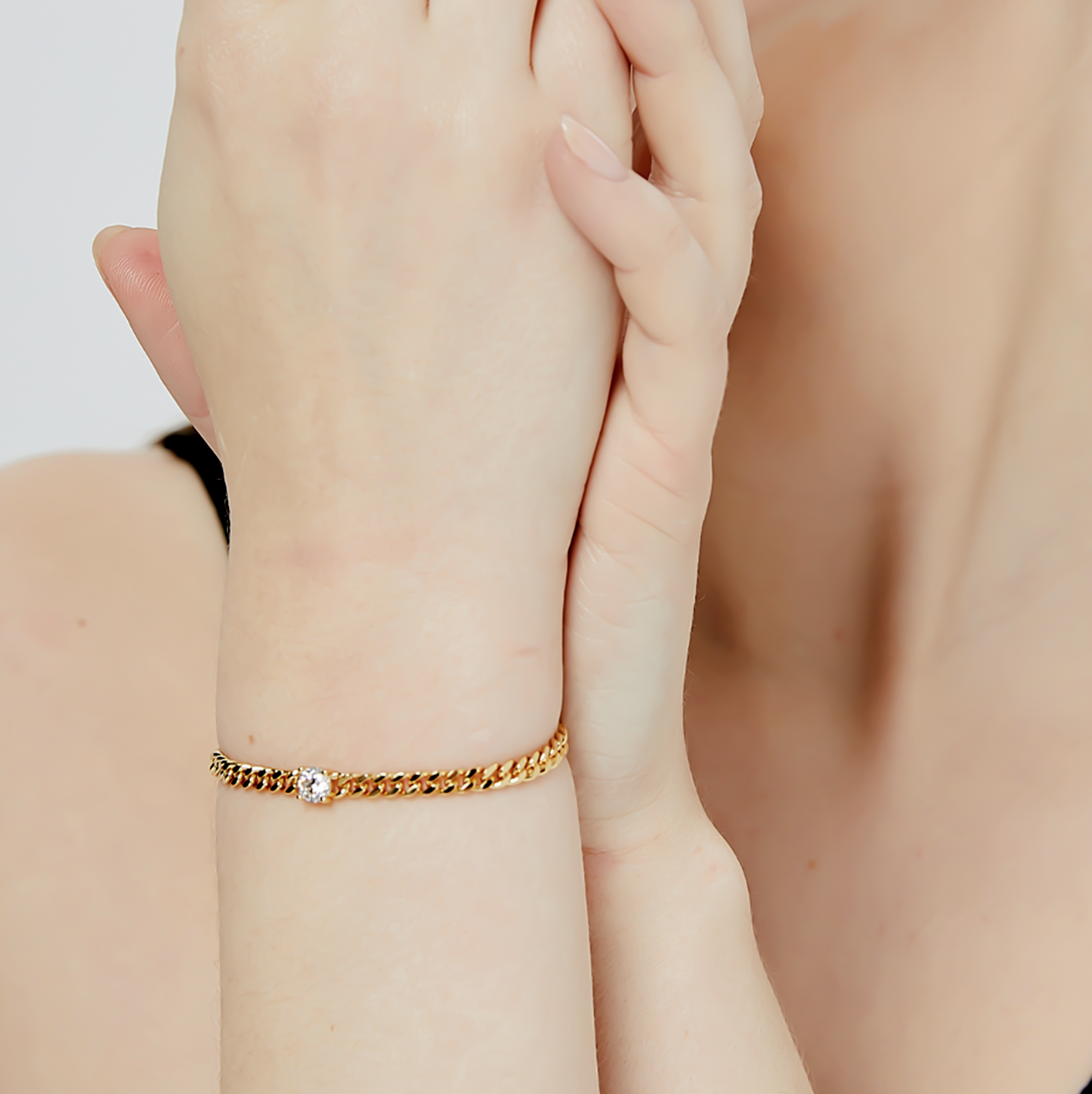 Gold Statement Square Zirconia Bracelet