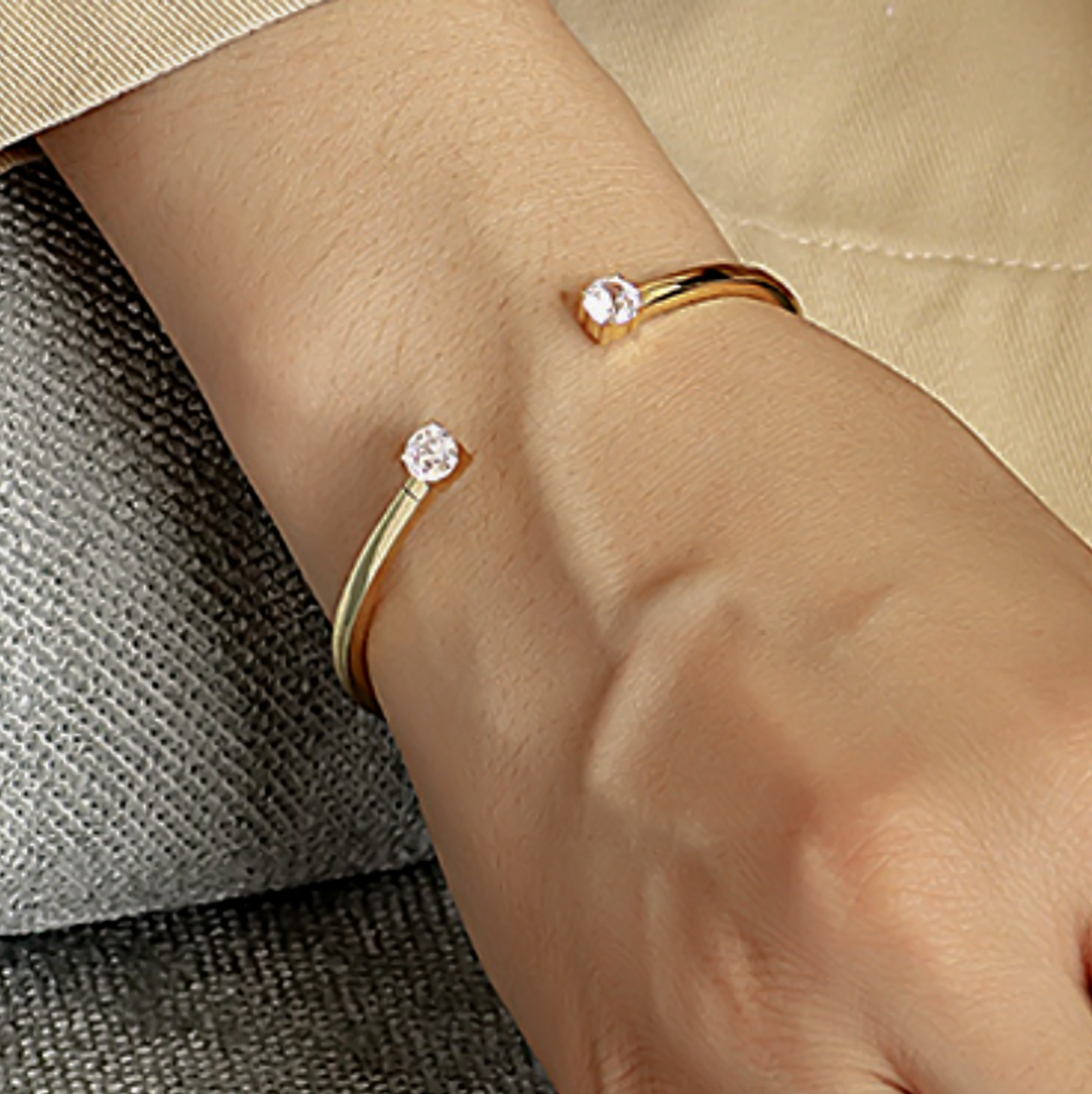 18k Minimalist Gold Open Cuff Bracelet