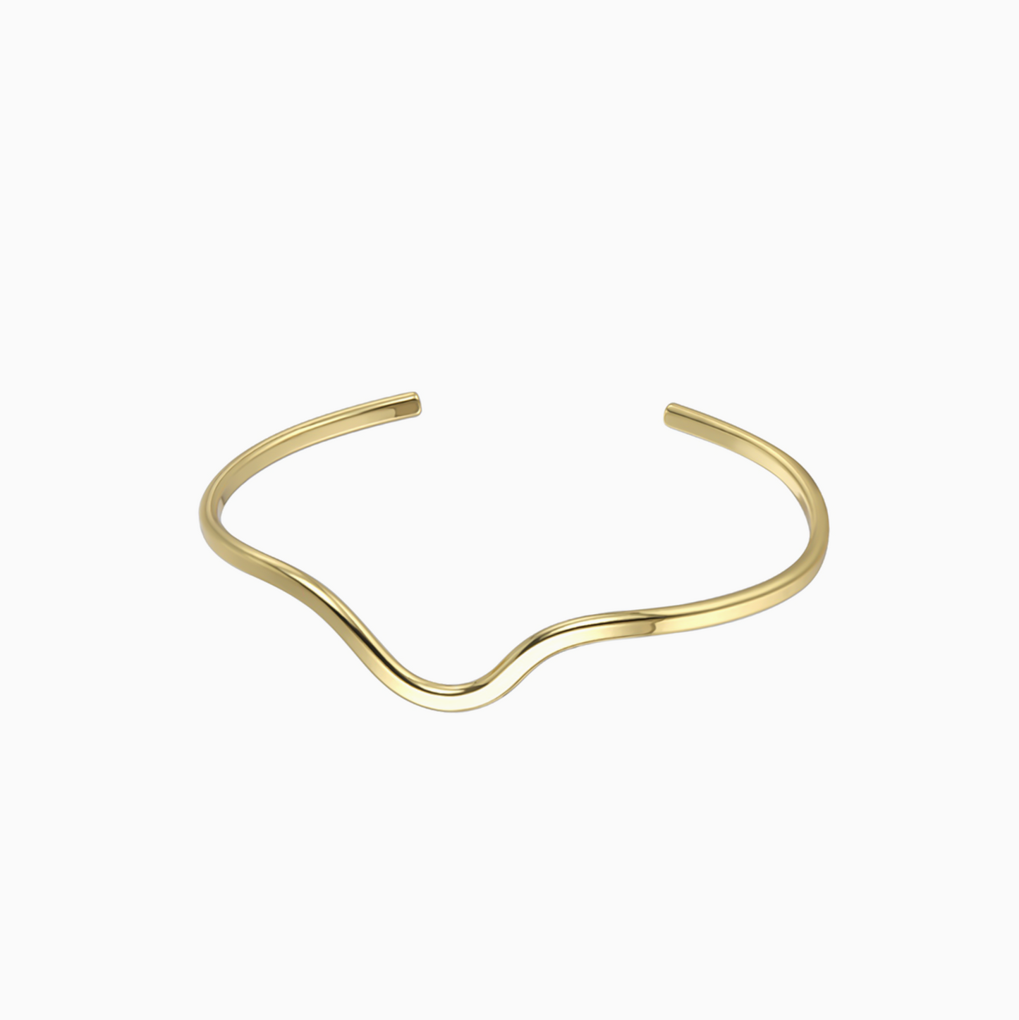 Minimalist Gold Wavy Open Cuff Bracelet