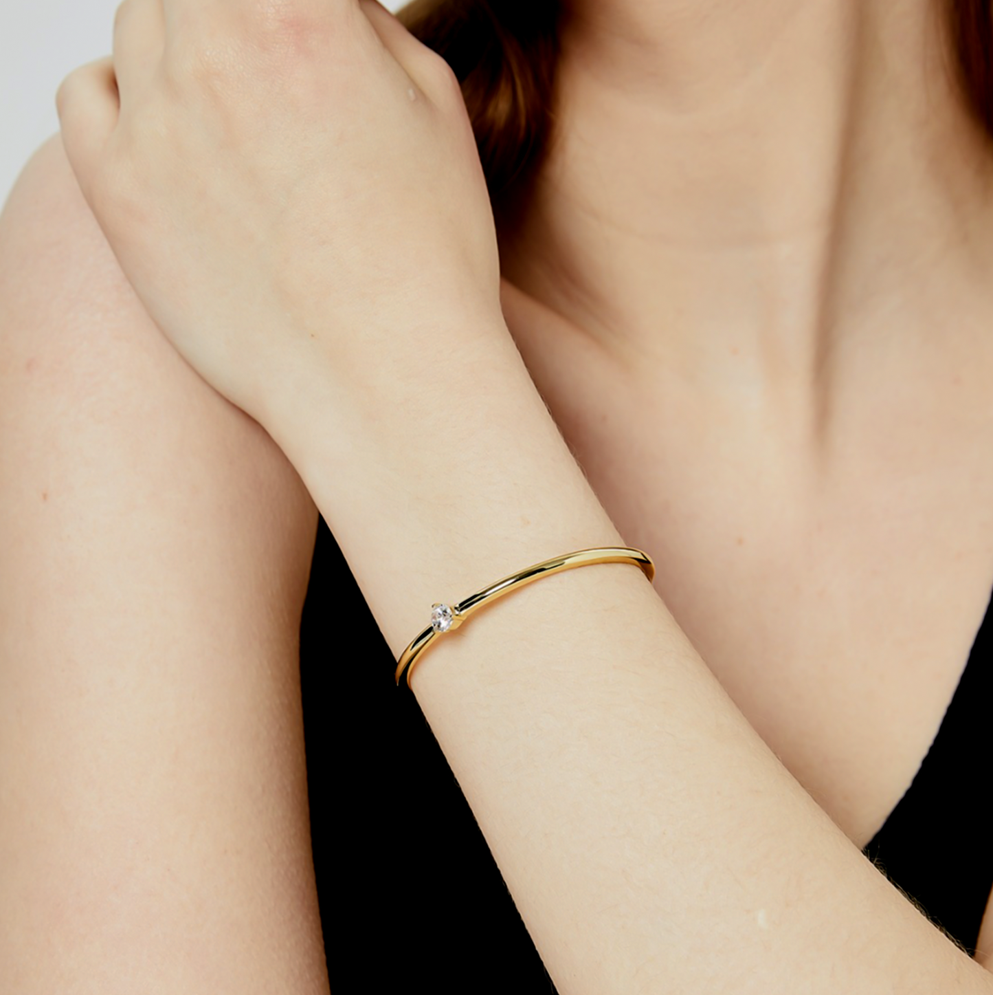 18k Minimalist Elegant Gold Open Bracelet