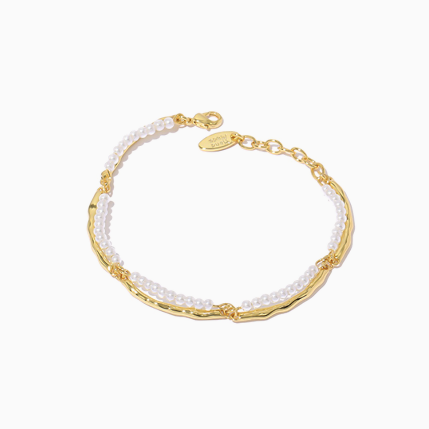 Minimalist Gold Water Pearl Double Layers Bracelet