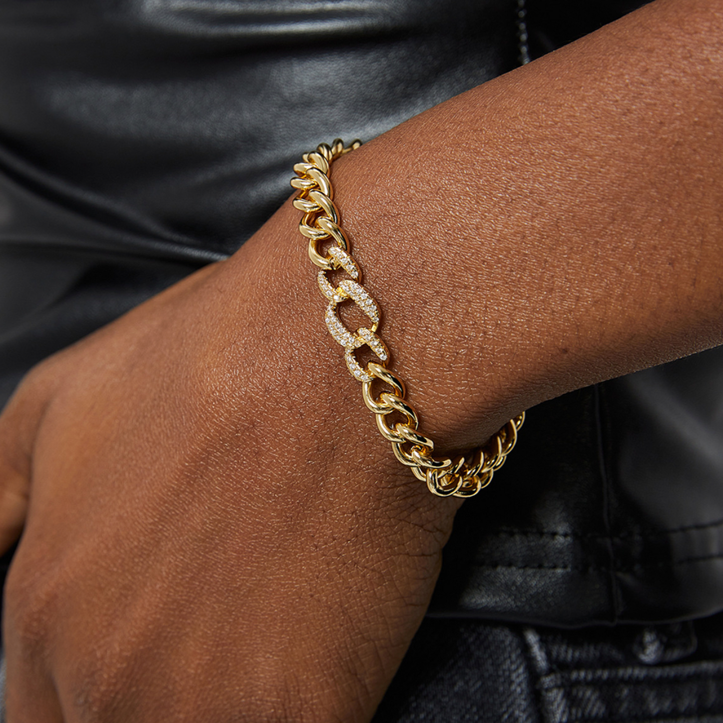 Gold Statement Chunky Lock Bracelet