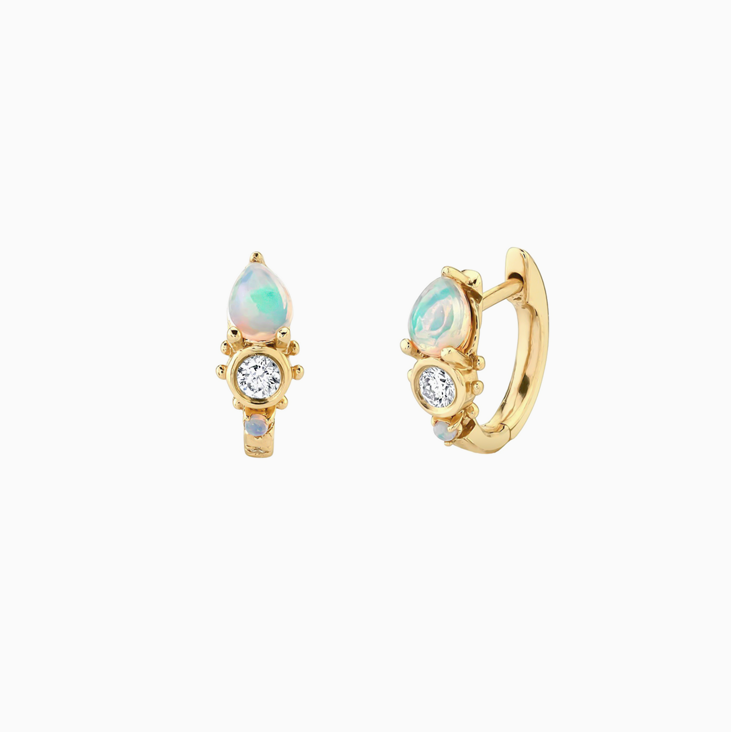 Gold Gemsone Retro Ocean Hoops Earrings