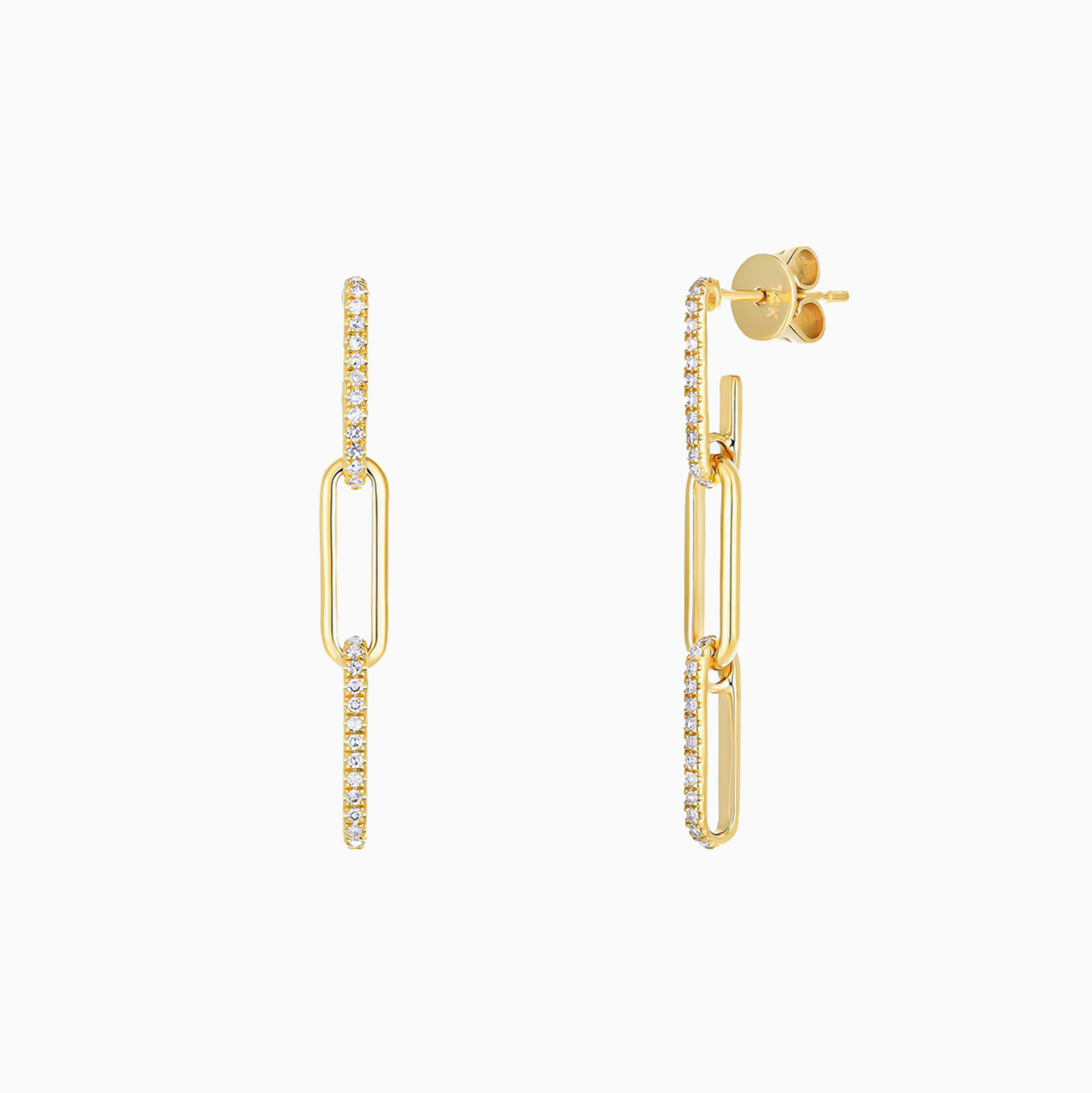 18k Double Long Links Dainty Earrings