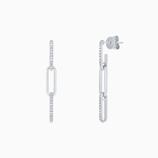 Silver Double Long Links Dainty Earrings