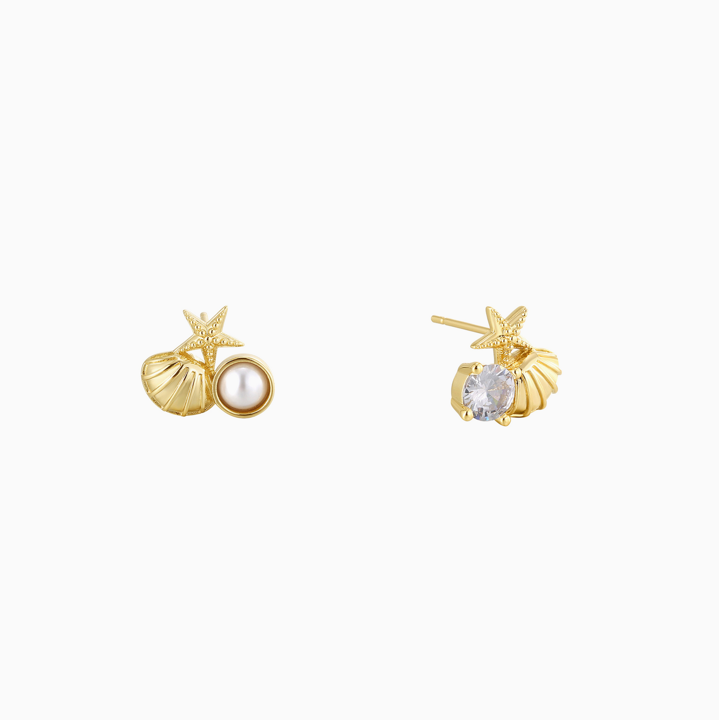 Coquette Ocean Zirconia Pearl Studs Earrings