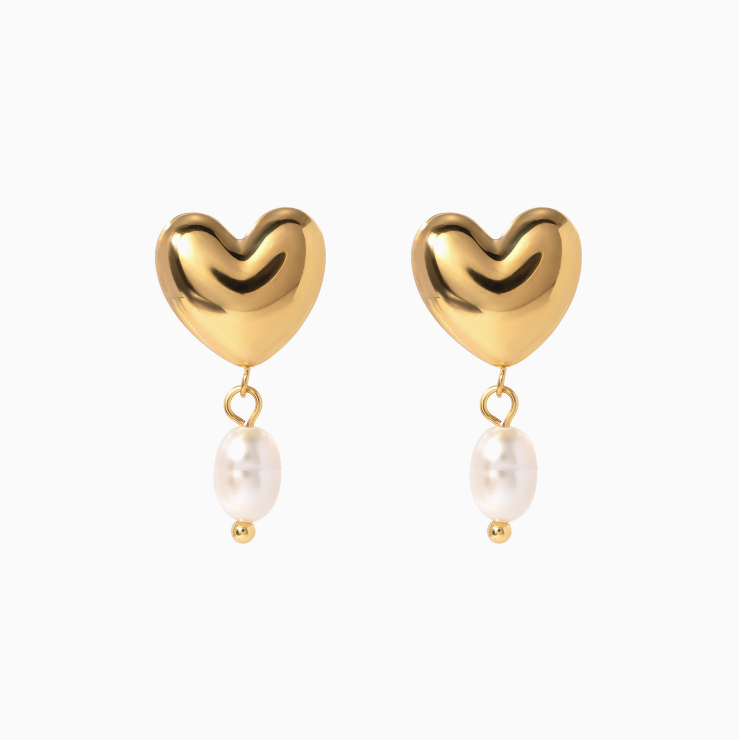 Retro Heart Water Pearl Pendant Earrings