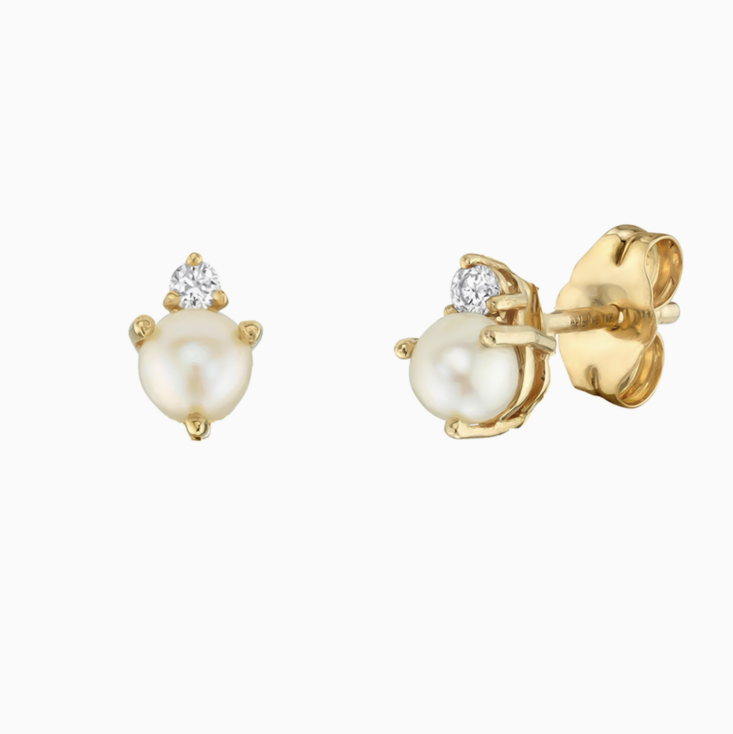 Gold Dainty Pearl Zirconia Studs Earrings