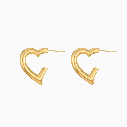 Gold Heart Stud Earrings