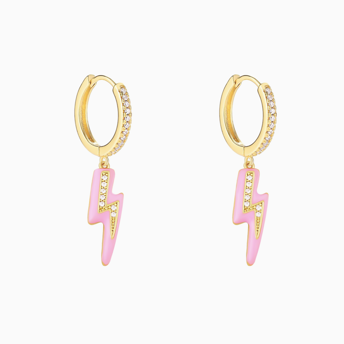 Coquette Pink Pink Lightning Bolt Hoop Earrings