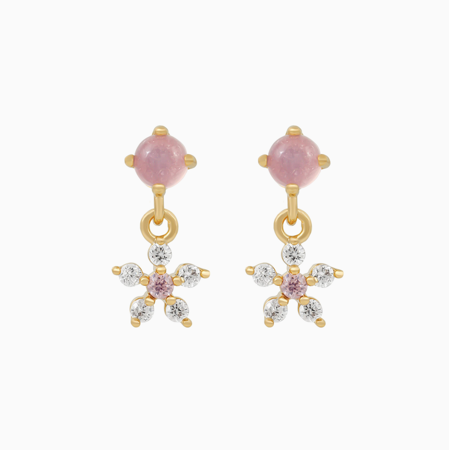 Coquette Pink Opal Pendant Flower Earrings