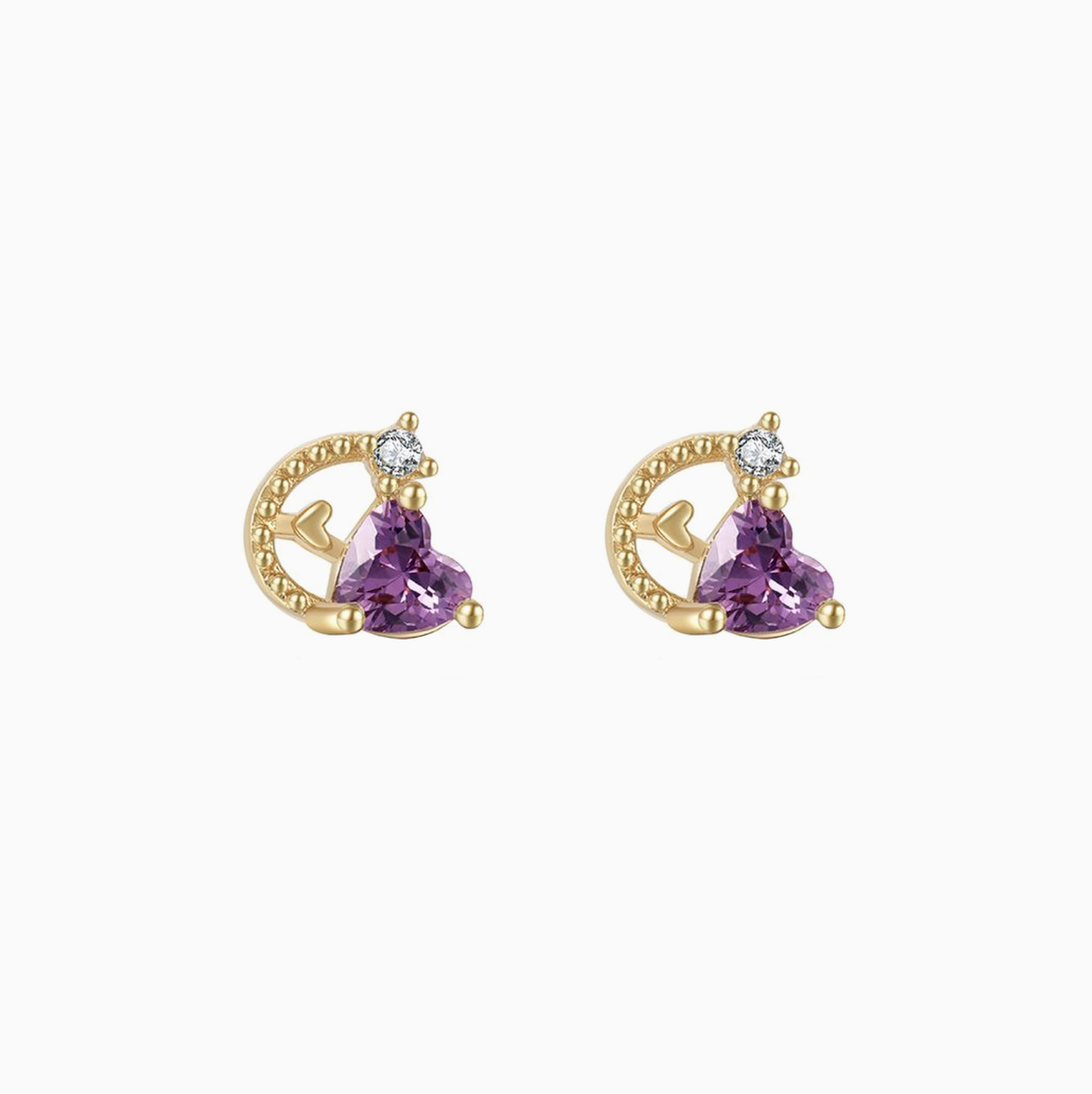 Purple Zirconia Heart Studs